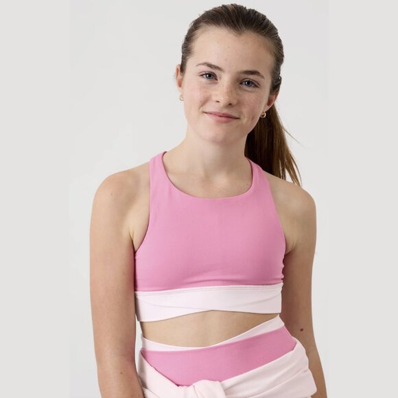 Athleta Girl Transcend Crossover Bra in Peonies/Shell, size XL/14 - Picture 1 of 7